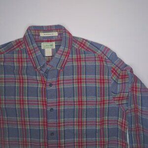 LL Bean Mens Long Sleeve Button Up Shirt M Traditional Fit Cotton Plaid Flannel